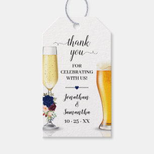 bubbles & brews favour tag navy bridal shower