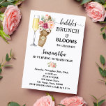 Bubbles Brunch & Blooms Pink Flowers Birthday Invitation<br><div class="desc">Birthday Pink Floral Bubbles,  Brunch and Blooms She is turning one more year old Birthday Adult Party. Click on "Details" personalize this template to change text,  for additional customization (font colour,  font style,  add photo,  change background),  scroll down on Details and click on link "Edit using design tool".</div>