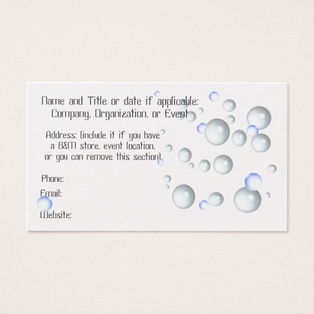 Bubbles business, Enregistrer la date ou les carte (Devant)