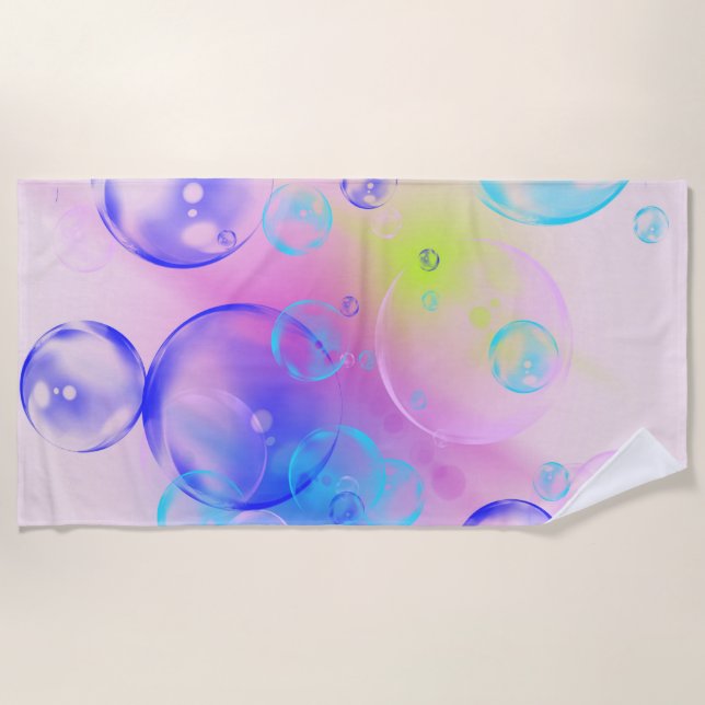 BUBBLES - Colourful Abstract Image of Fractal Art  Beach Towel (Front)