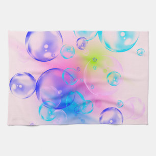 BUBBLES - Colourful Abstract Image of Fractal Art Kitchen Towel