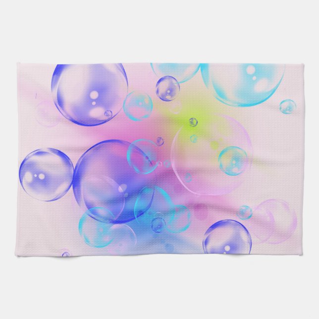 BUBBLES - Colourful Abstract Image of Fractal Art  Kitchen Towel (Horizontal)