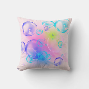 BUBBLES - Colourful Abstract Image of Fractal Art Outdoor Pillow