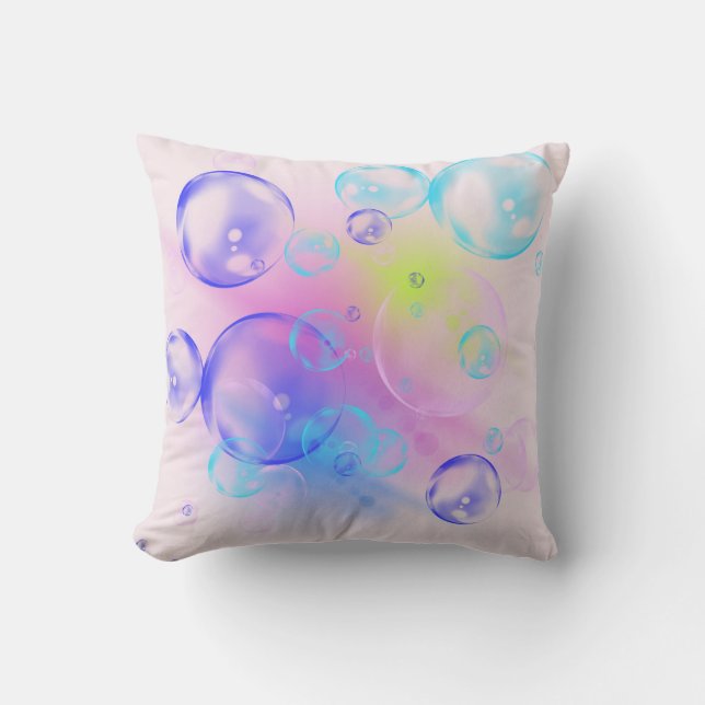 BUBBLES - Colourful Abstract Image of Fractal Art  Outdoor Pillow (Front)