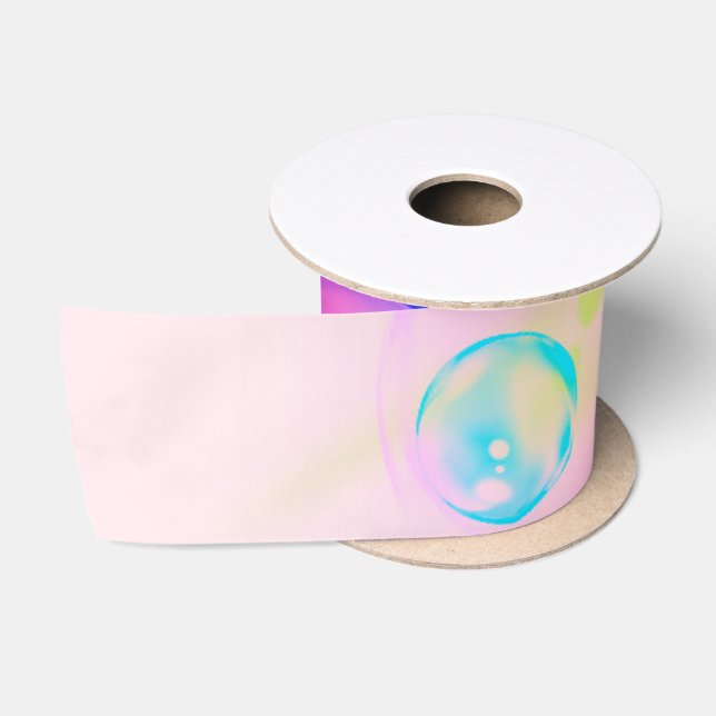 BUBBLES - Colourful Abstract Image of Fractal Art  Satin Ribbon (Spool)