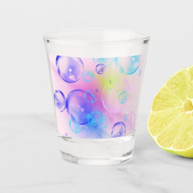 BUBBLES - Colourful Abstract Image of Fractal Art  Shot Glass (Front)