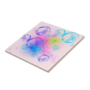 BUBBLES - Colourful Abstract Image of Fractal Art Tile