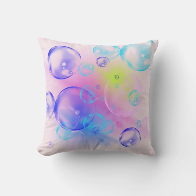 BUBBLES - Colourful Bubbles For Kids - Throw Pillow (Front)