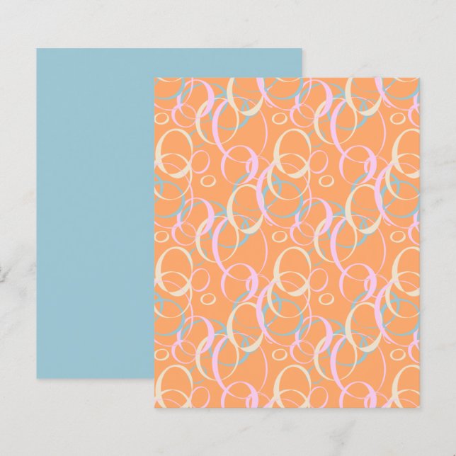 Bubbles Cream Pink Aqua Orange Scrapbook Paper (Front/Back)