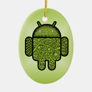Bubbles Doodle Character for the Android™ robot Ceramic Ornament
