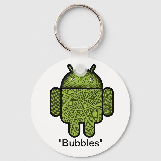 Bubbles Doodle Character for the Android™ robot Keychain (Front)