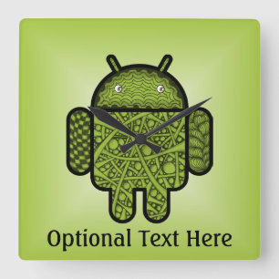 Bubbles Doodle Character for the Android™ robot Square Wall Clock