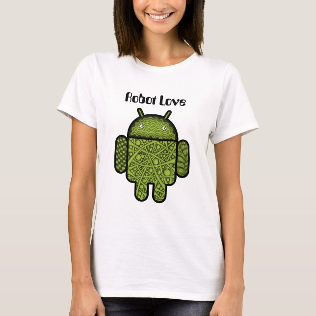 Bubbles Doodle Character for the Android™ robot T-Shirt (Front)
