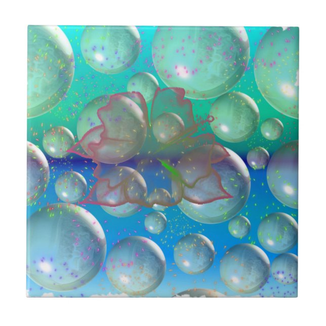 Bubbles, Fireworks and Hibiscus Tile (Front)