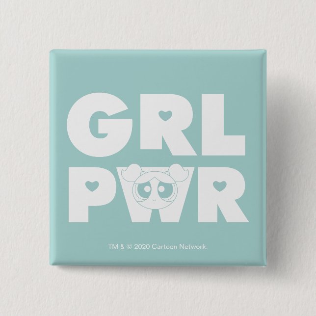 Bubbles: Girl Power 2 Inch Square Button (Front)