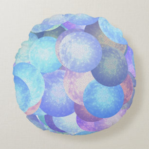 Bubbles in pastel rainbow colours -  round pillow