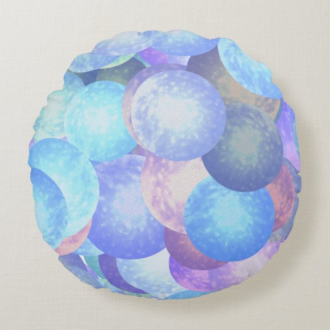Bubbles in pastel rainbow colours -  round pillow (Front)