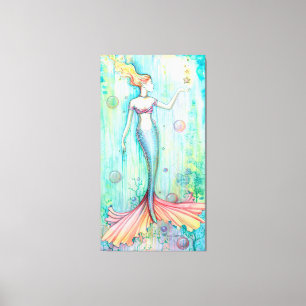 Bubbles Mermaid Fantasy Artwork by Molly Harrison Canvas Print