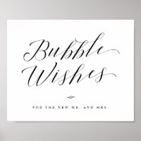Bubbles Newlywed Send Off Calligraphy Wedding Sign