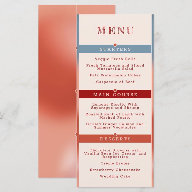 Bubbles of Love: Compact Wedding  Menu (Front/Back)