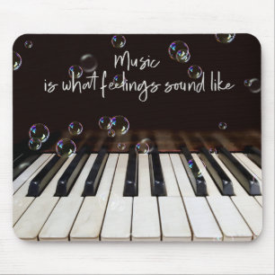 Bubbles on Piano Keyboard Quote Mouse Pad