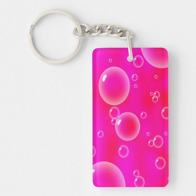 Bubbles On Pink Background Keychain (Front)
