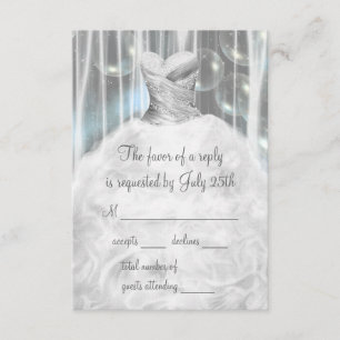 Bubbles Party Dress White Quinceaera RSVP Card
