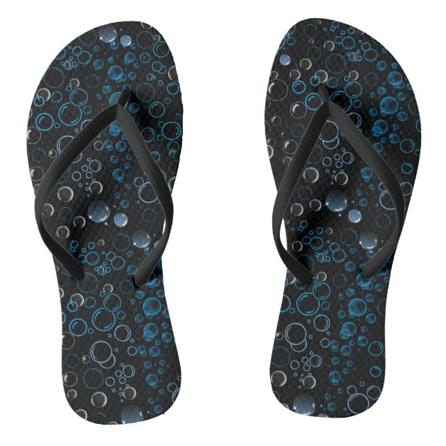 Bubbles pattern 01 Black BG Flip Flops (Footbed)