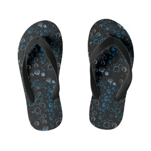 Bubbles pattern 01 Black BG Kid's Flip Flops