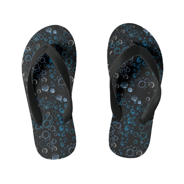 Bubbles pattern 01 Black BG Kid's Flip Flops (Footbed)