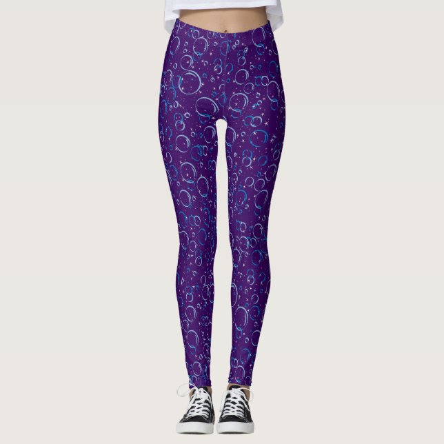 Bubbles Pattern 02.FR.b DPurple BG Leggings (Front)