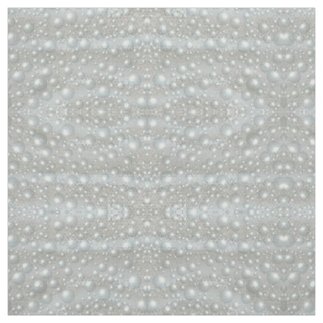 Bubbles Pearls Silver Blue White Warped Fabric (Swatch)