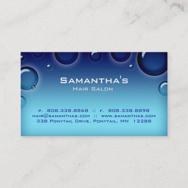 Bubbles Salon Spa Appointment Card blue (Front)