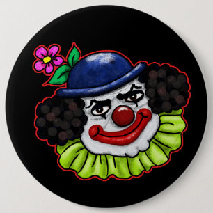 Bubbles the Creepy Clown   Halloween Fun 6 Inch Round Button