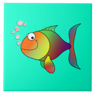 Bubbles the Fish, cute and colourful Tile