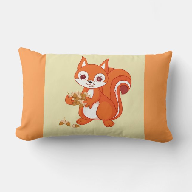 Bubbles the Helpful Squirrel Reversible Lumbar Pillow (Front)