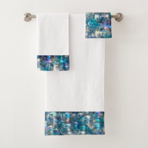 Bubbles Tiny Bubbles Bath Towel Set Aqua Blue