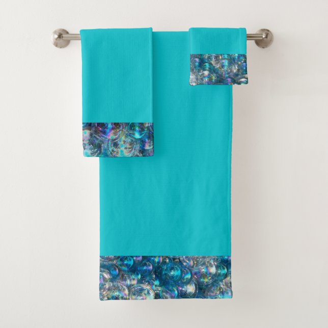 Bubbles Tiny Bubbles Bath Towel Set Aqua Blue (Insitu)
