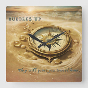 Bubbles Up -  Square Wall Clock