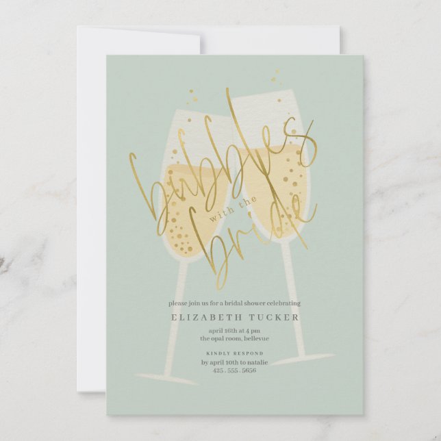 Bubbles with the Bride Champagne Bridal Shower Invitation (Front)