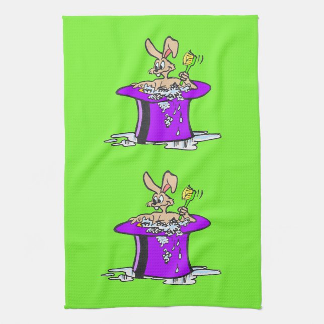 Bubbling Bunny Serviette de cuisine personnalisabl (Vertical)