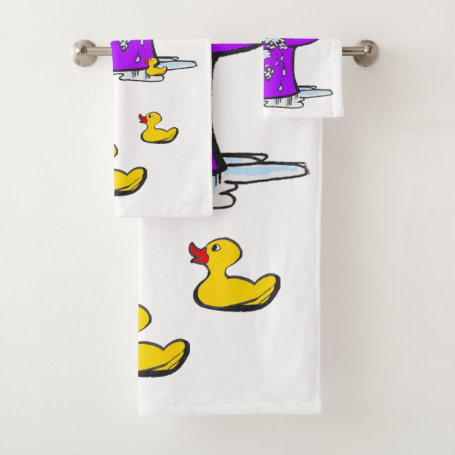 Bubbling Bunny with Ducks Cartoon Bath Towel Set (Insitu)
