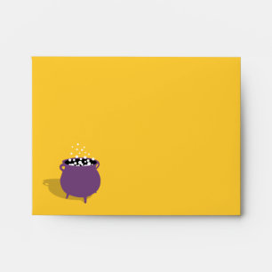 Bubbling cauldron brew purple yellow Halloween fun Envelopes
