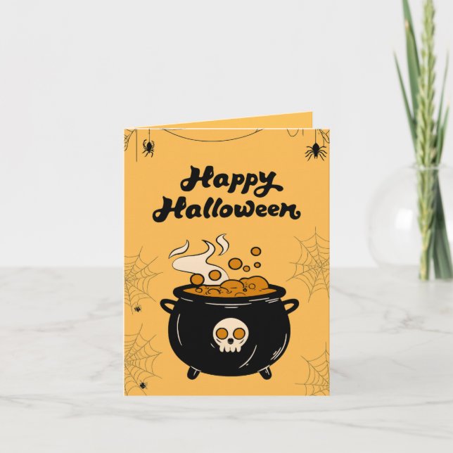 Bubbling Cauldron Halloween Card – Spooky Eyeballs (Front)