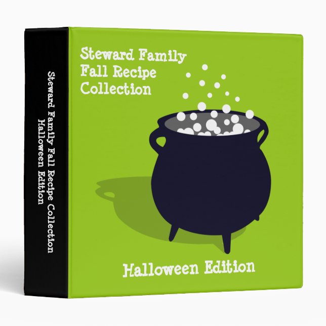 Bubbling cauldron potion green Halloween recipe Binder (Front/Spine)