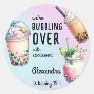 Bubbling over with excitment bobba tea birthday classic round sticker