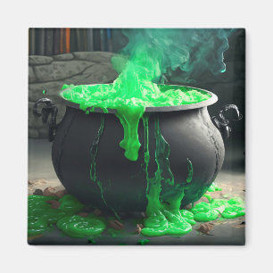 Bubbling Witch's Cauldron Halloween Magnet