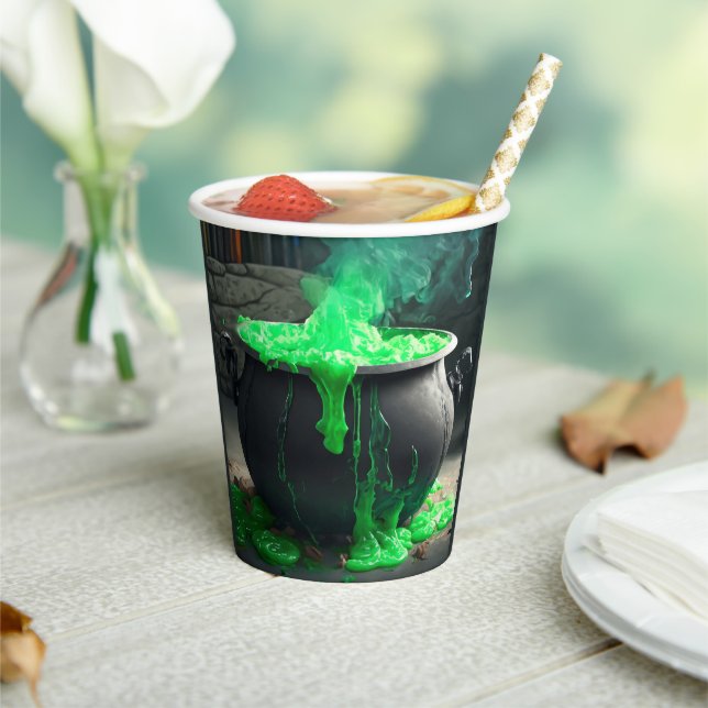 Bubbling Witch's Cauldron Halloween Paper Cups (Insitu)