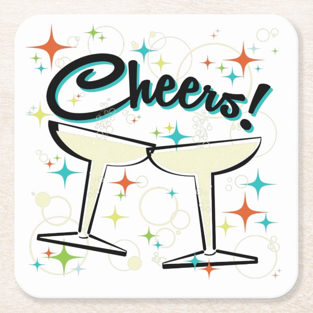 Bubbly A Go-Go! Square Paper Coaster (Front)