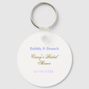 Bubbly and brunch bridal shower name date purple g keychain
